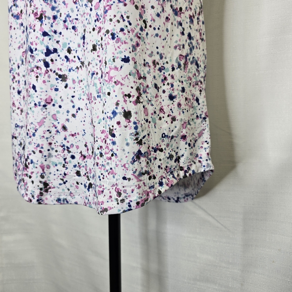Bad Birdie Sleeveless Collared Golf Polo in White Multi Splatter - Picture 15 of 16